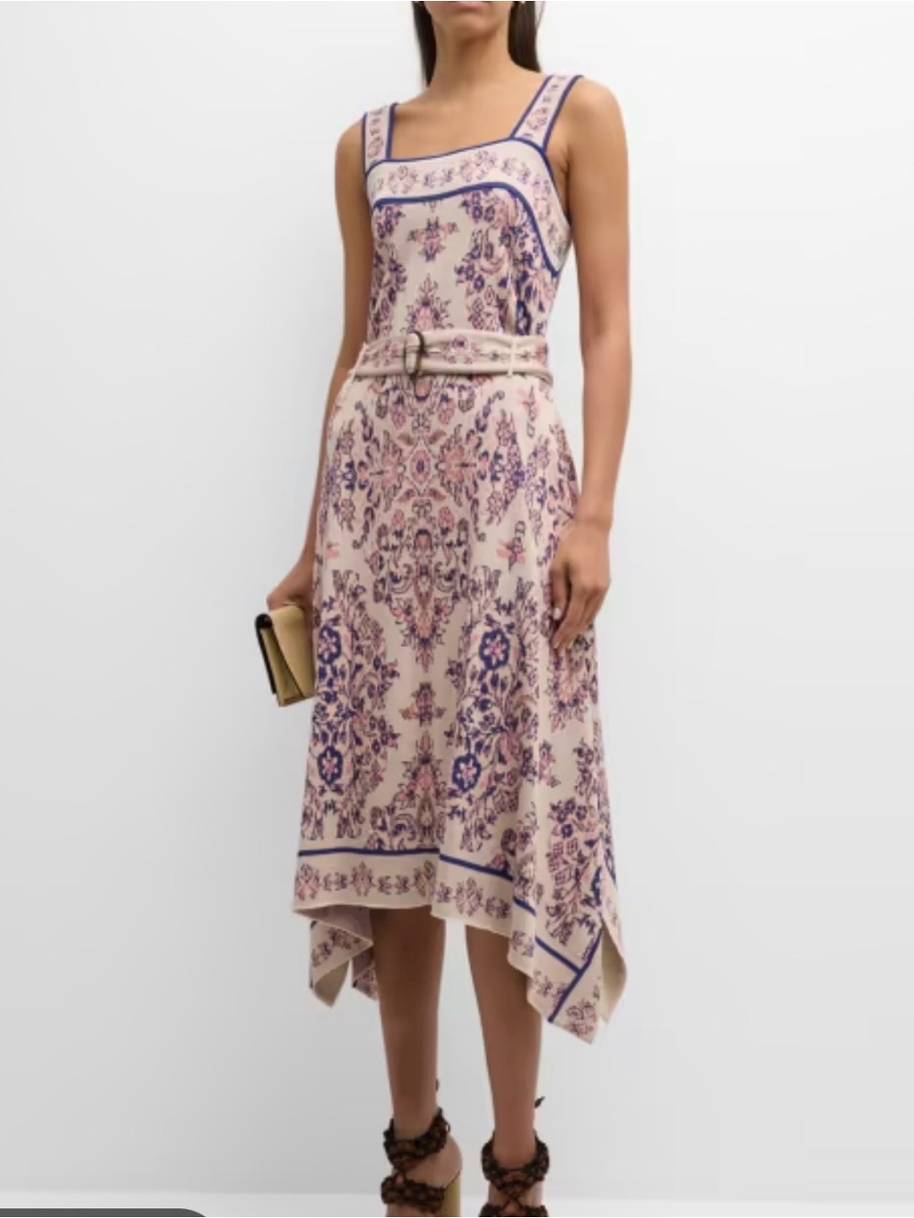 Misook floral jacquard-knit handkerchief dress, size XS, Like New!